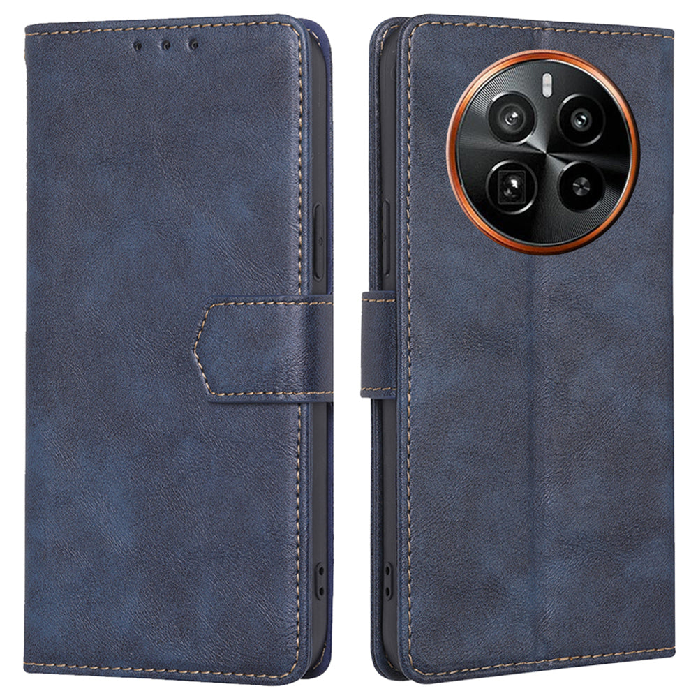 For Realme GT5 Pro 5G Cell Phone Cases Cowhide Texture RFID Blocking Wallet Cover