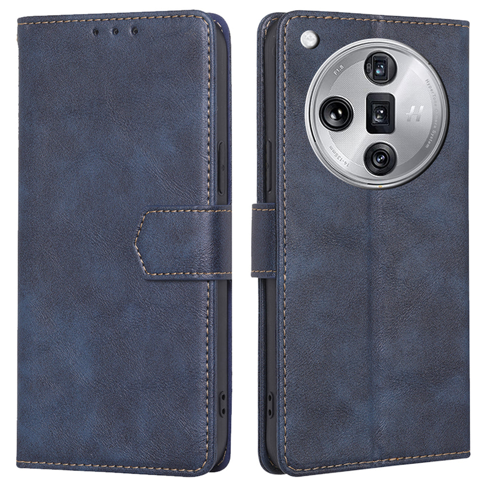 For Oppo Find X7 Ultra Magnetic Phone Case Cowhide Texture RFID Blocking Stand Cover