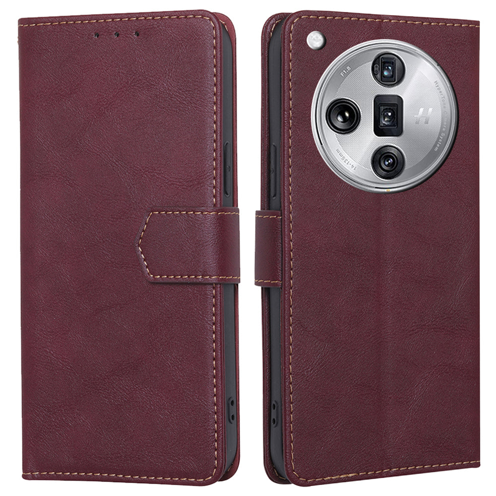 For Oppo Find X7 Ultra Magnetic Phone Case Cowhide Texture RFID Blocking Stand Cover