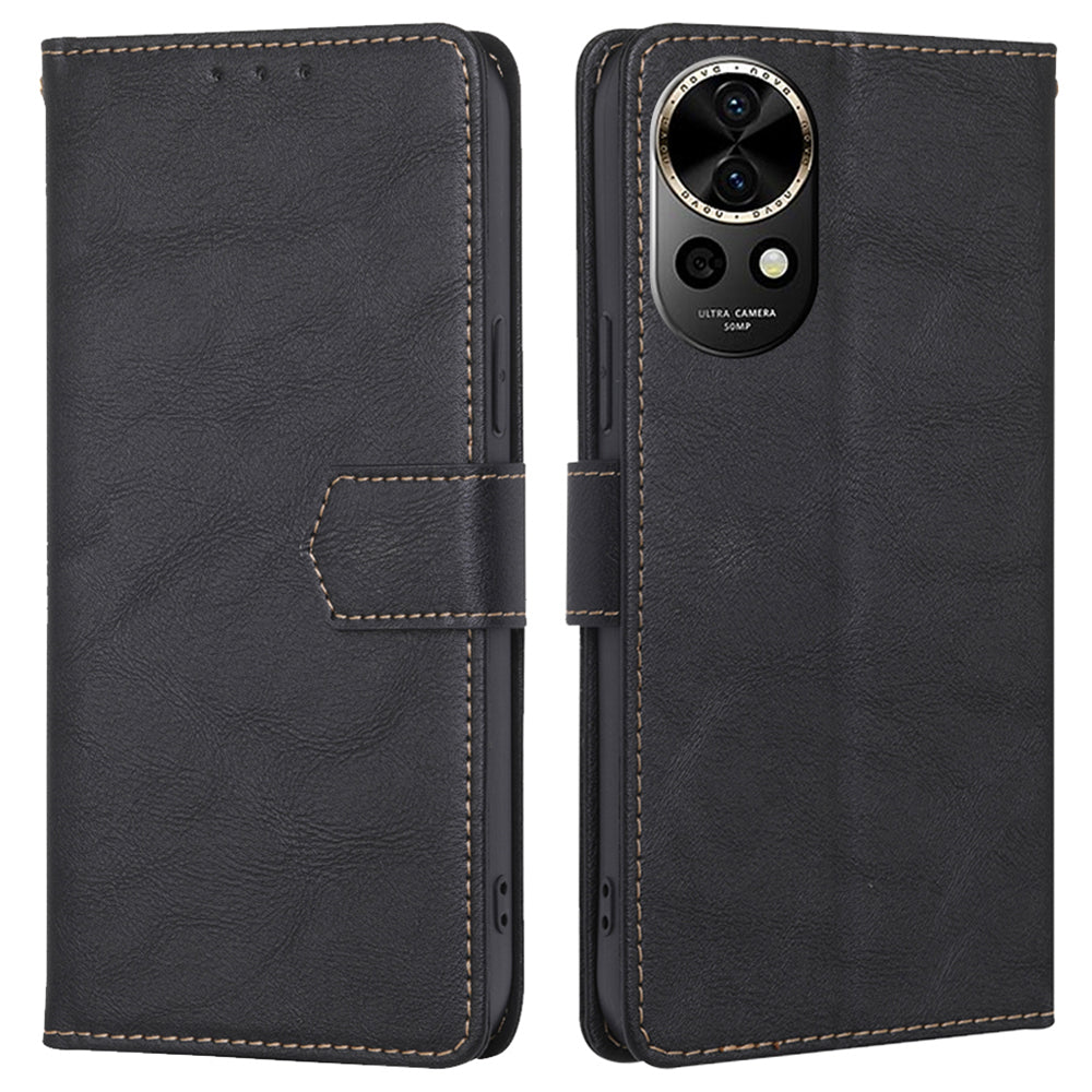 For Huawei nova 12 5G Case PU Leather RFID Blocking Card Slots Stand Phone Cover