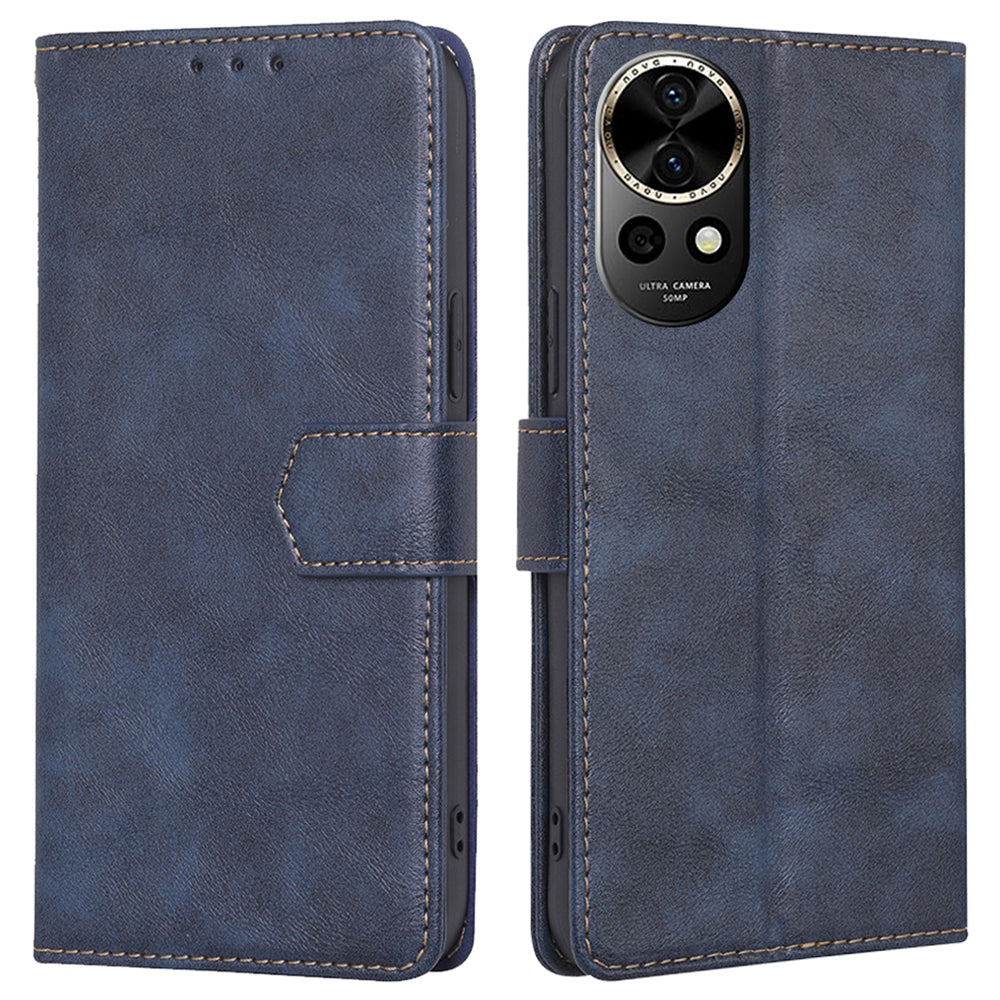 For Huawei nova 12 5G Case PU Leather RFID Blocking Card Slots Stand Phone Cover