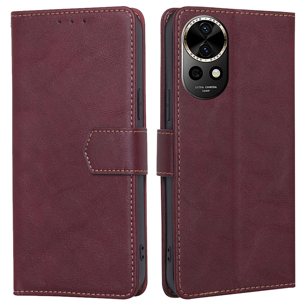 For Huawei nova 12 5G Case PU Leather RFID Blocking Card Slots Stand Phone Cover