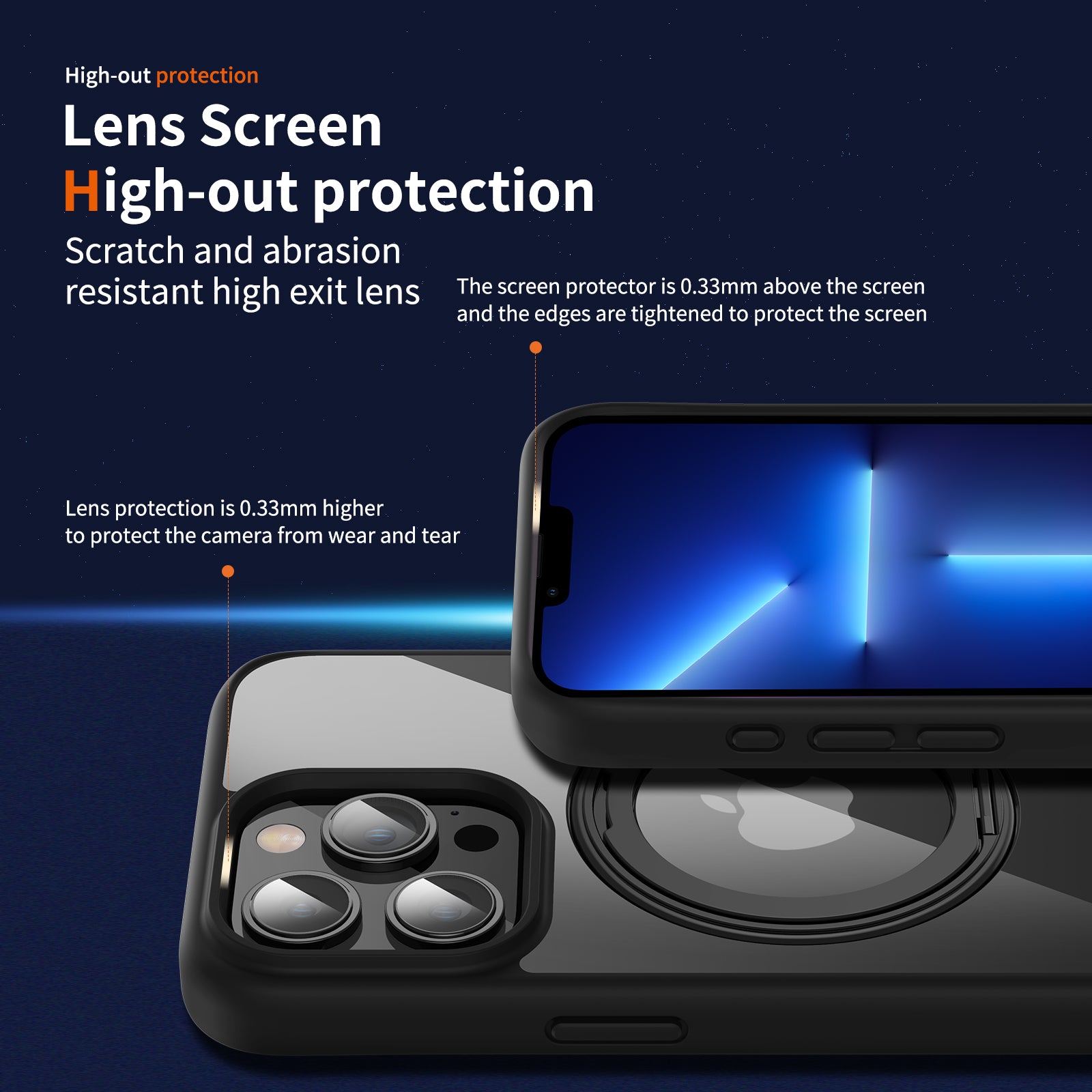 For iPhone 13 Pro Max Phone Cases PC+TPU Kickstand Back Cover Compatible with MagSafe