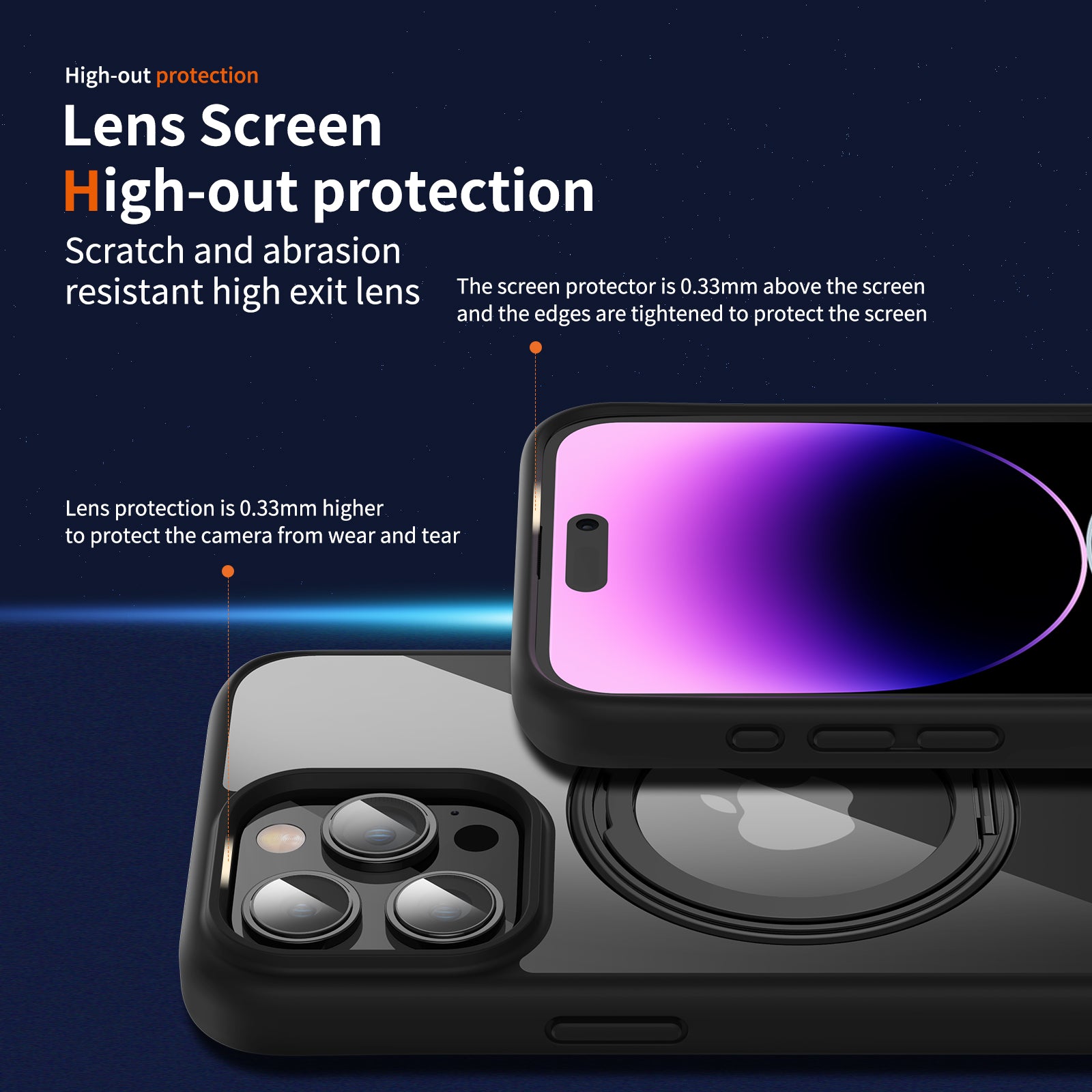 For iPhone 14 Pro Max Case PC+TPU Rotatable Kickstand Phone Cover Compatible with MagSafe
