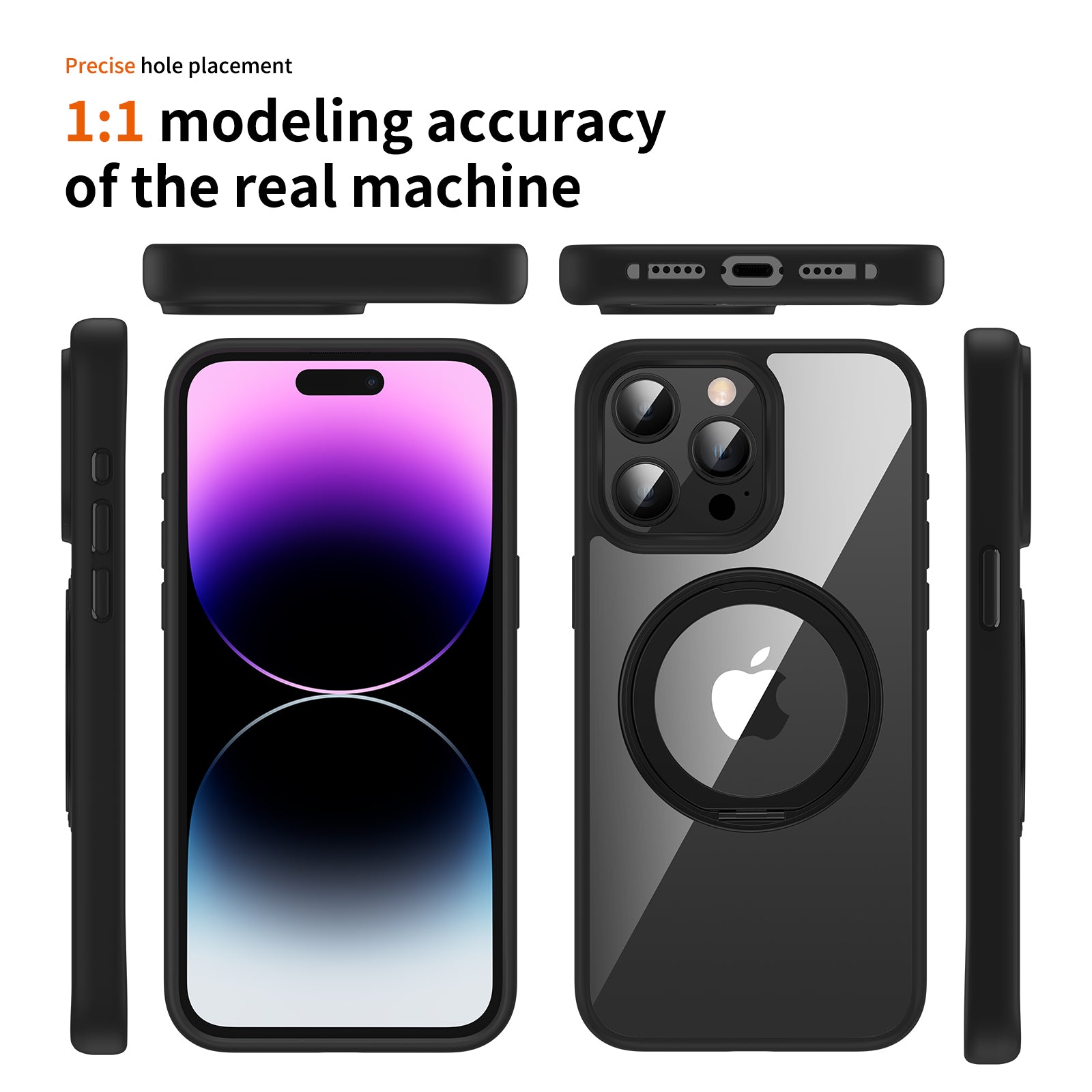 For iPhone 14 Pro Max Case PC+TPU Rotatable Kickstand Phone Cover Compatible with MagSafe