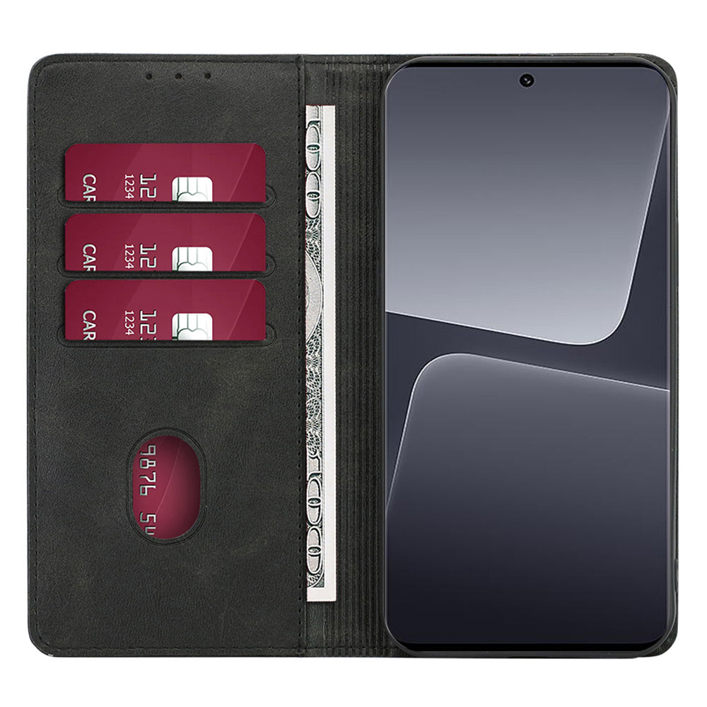For Xiaomi Redmi Note 13 4G Case PU Leather Stand Magnetic Closure Flip Phone Cover Wallet