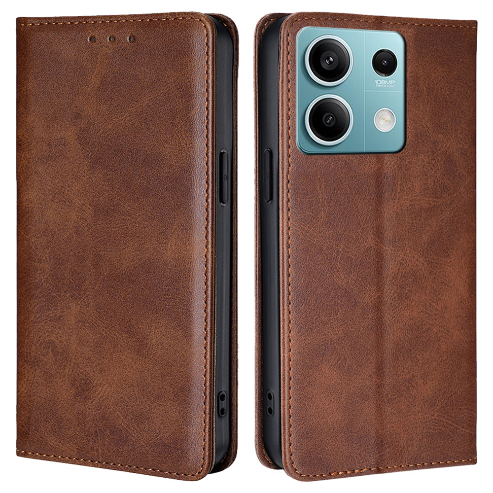 For Xiaomi Redmi Note 13 4G Case PU Leather Stand Magnetic Closure Flip Phone Cover Wallet