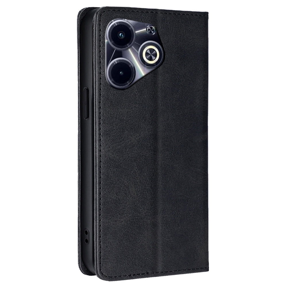 For Transsion Infinix Hot 40i Case Calf Texture Drop-resistant Phone Wallet Cover