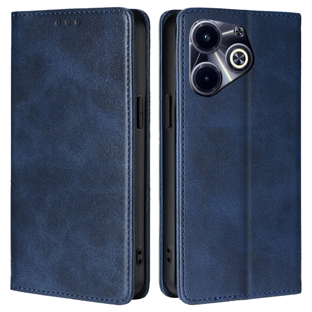 For Transsion Infinix Hot 40i Case Calf Texture Drop-resistant Phone Wallet Cover