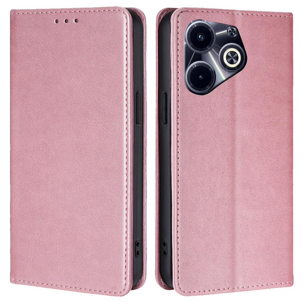 For Transsion Infinix Hot 40i Case Calf Texture Drop-resistant Phone Wallet Cover