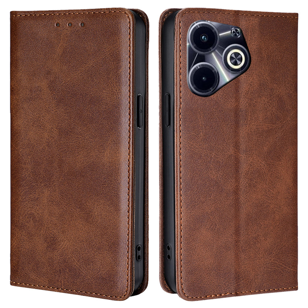 For Transsion Infinix Hot 40i Case Calf Texture Drop-resistant Phone Wallet Cover
