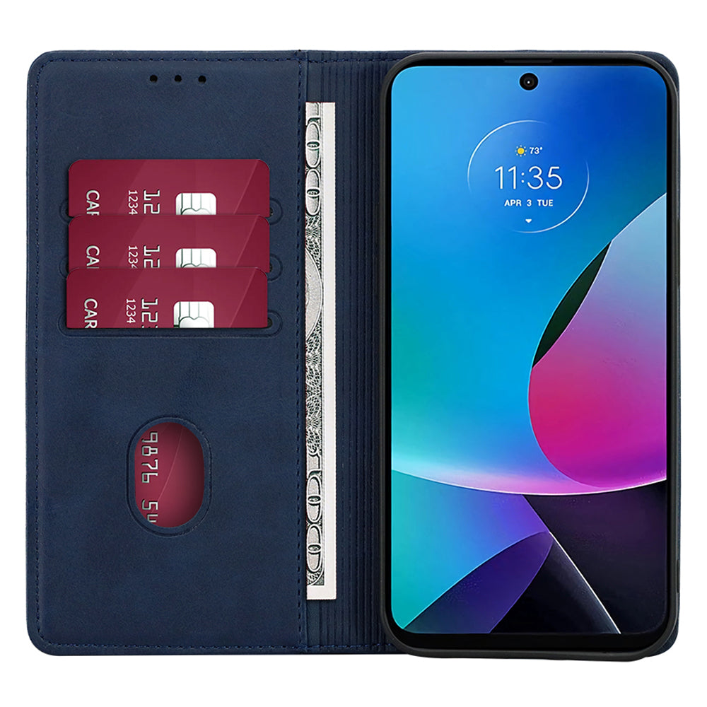 For Motorola Moto G Play (2024) 4G Case PU Leather Phone Cover Calf Texture Wallet