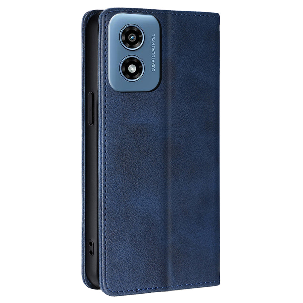 For Motorola Moto G Play (2024) 4G Case PU Leather Phone Cover Calf Texture Wallet