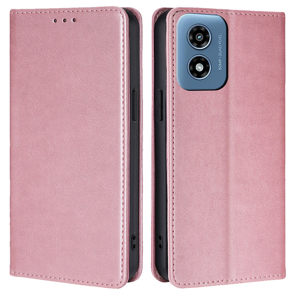 For Motorola Moto G Play (2024) 4G Case PU Leather Phone Cover Calf Texture Wallet
