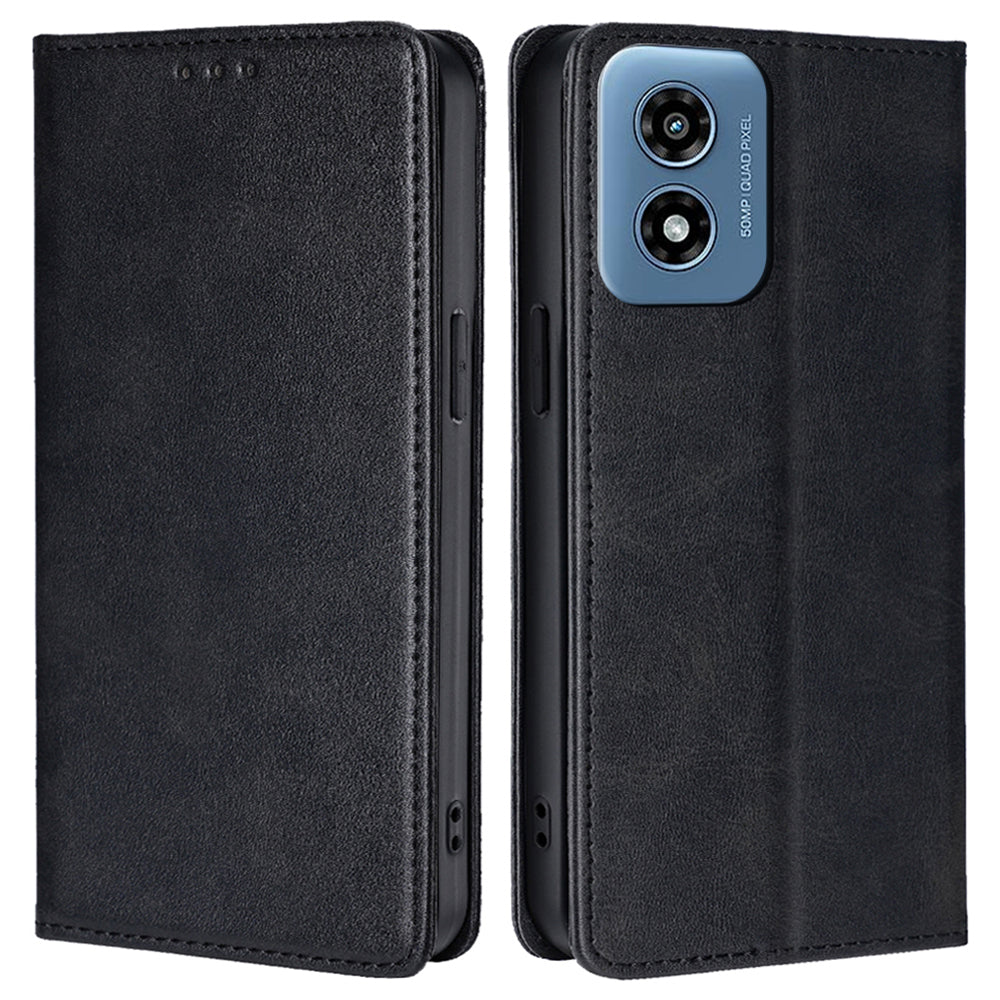 For Motorola Moto G Play (2024) 4G Case PU Leather Phone Cover Calf Texture Wallet