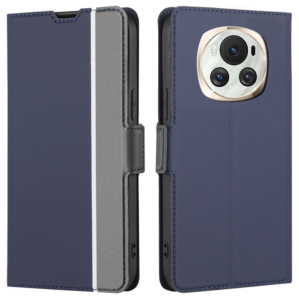 For Honor Magic6 5G Case Card Slots PU Leather Twill Texture Cell Phone Cover