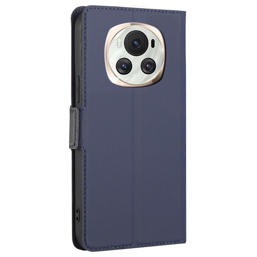 For Honor Magic6 5G Case Card Slots PU Leather Twill Texture Cell Phone Cover
