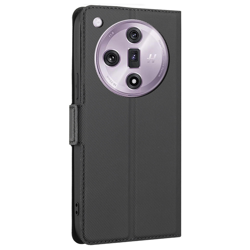 For Oppo Find X7 5G Case Anti-scratch Leather Twill Texture Card Slots Phone Cover