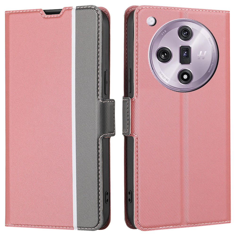 For Oppo Find X7 5G Case Anti-scratch Leather Twill Texture Card Slots Phone Cover