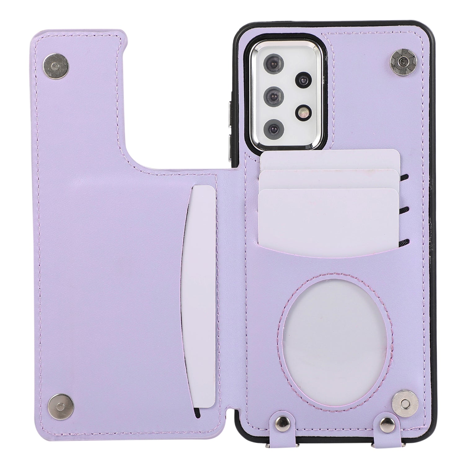 For Samsung Galaxy A53 5G Card Holder Case RFID Blocking Ring Kickstand Cover with Shoulder Strap