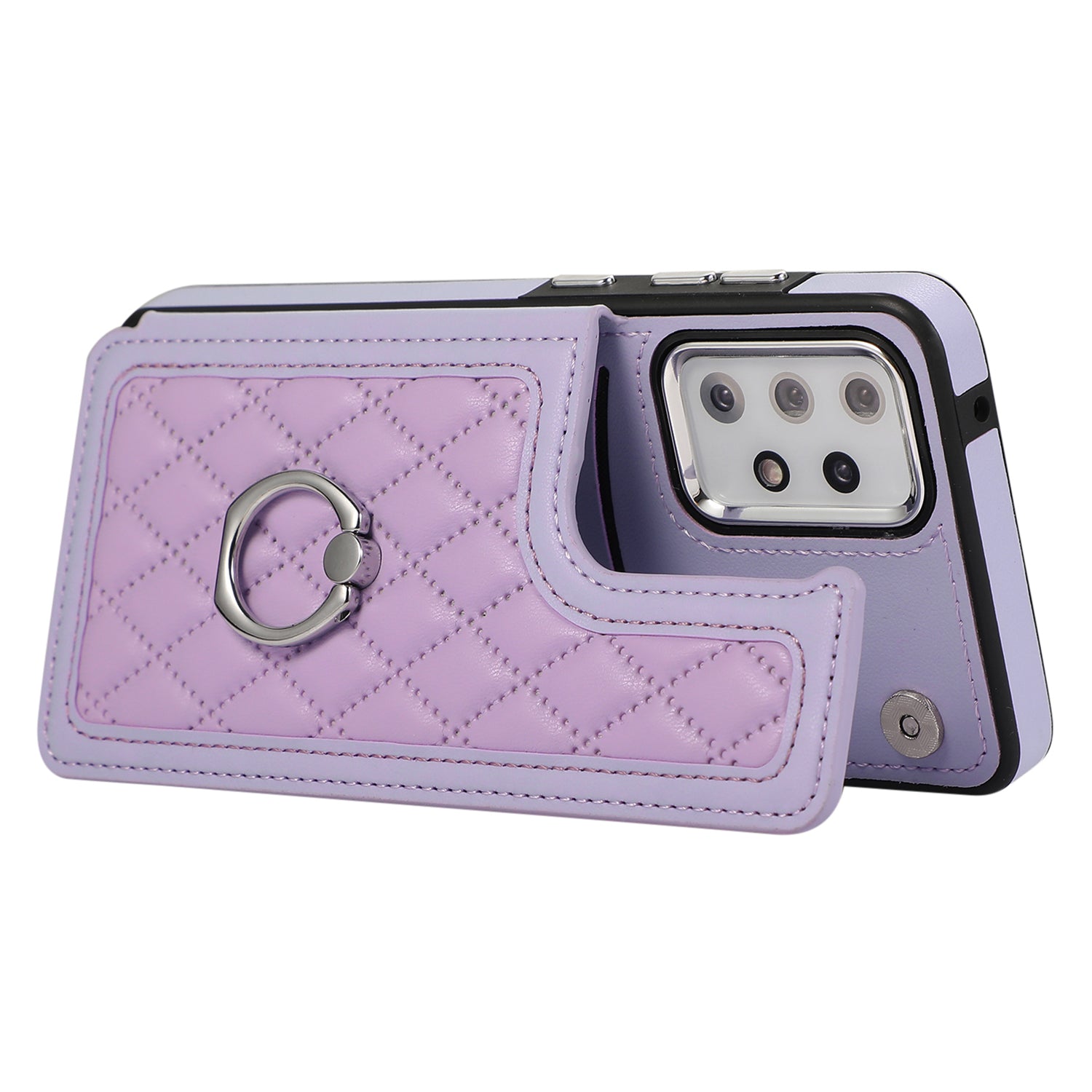 For Samsung Galaxy A53 5G Card Holder Case RFID Blocking Ring Kickstand Cover with Shoulder Strap