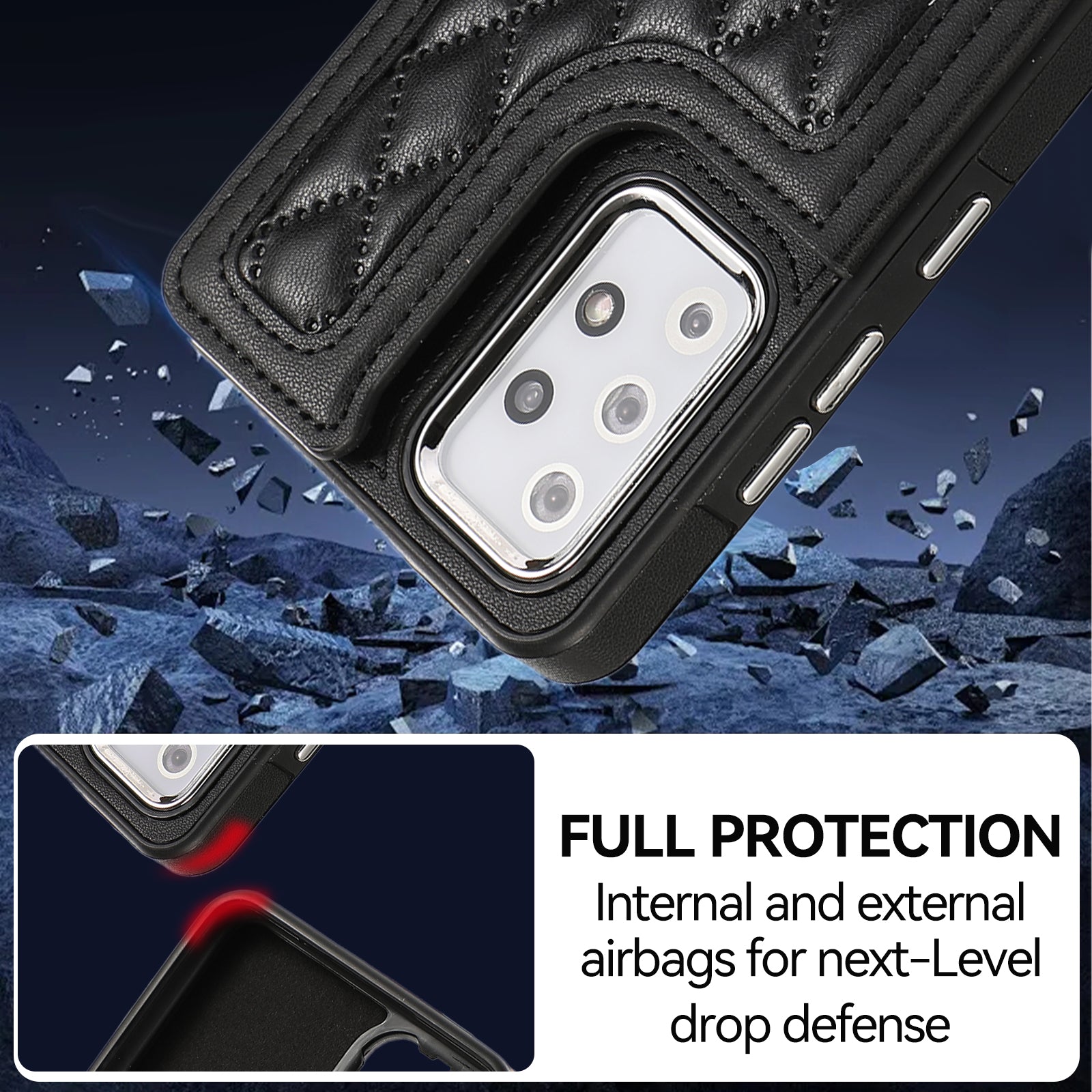 For Samsung Galaxy A52 4G / A52 5G / A52s 5G Case Card Slots PU Leather+TPU Cover with Long Strap