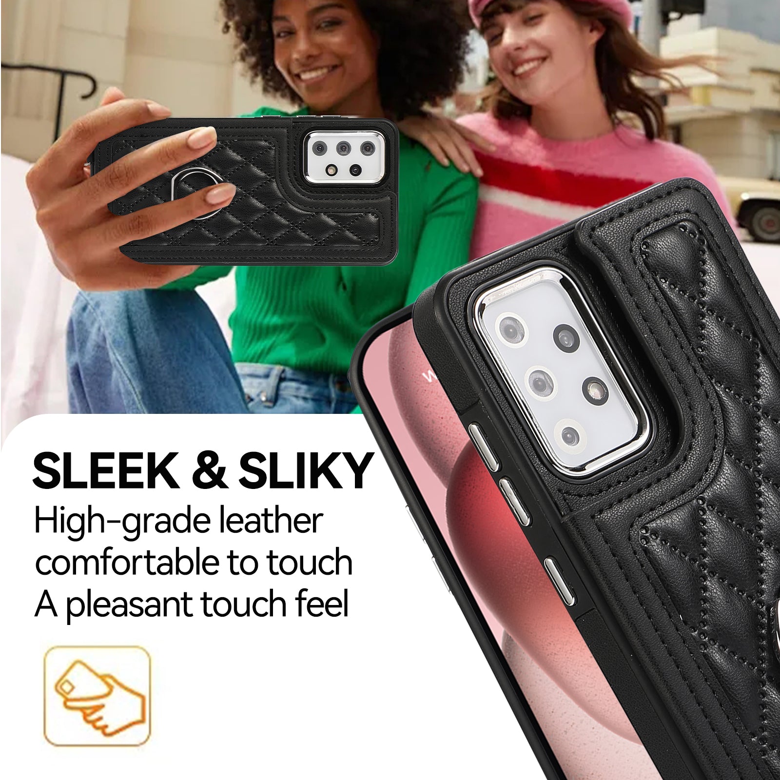 For Samsung Galaxy A52 4G / A52 5G / A52s 5G Case Card Slots PU Leather+TPU Cover with Long Strap