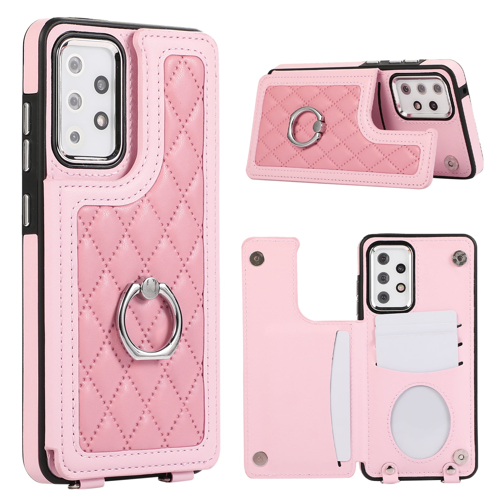 For Samsung Galaxy A52 4G / A52 5G / A52s 5G Case Card Slots PU Leather+TPU Cover with Long Strap