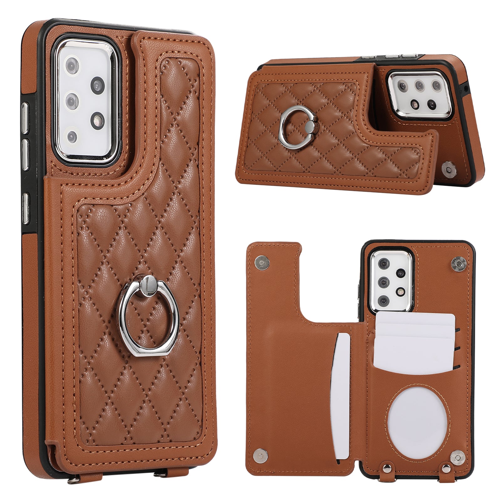 For Samsung Galaxy A52 4G / A52 5G / A52s 5G Case Card Slots PU Leather+TPU Cover with Long Strap