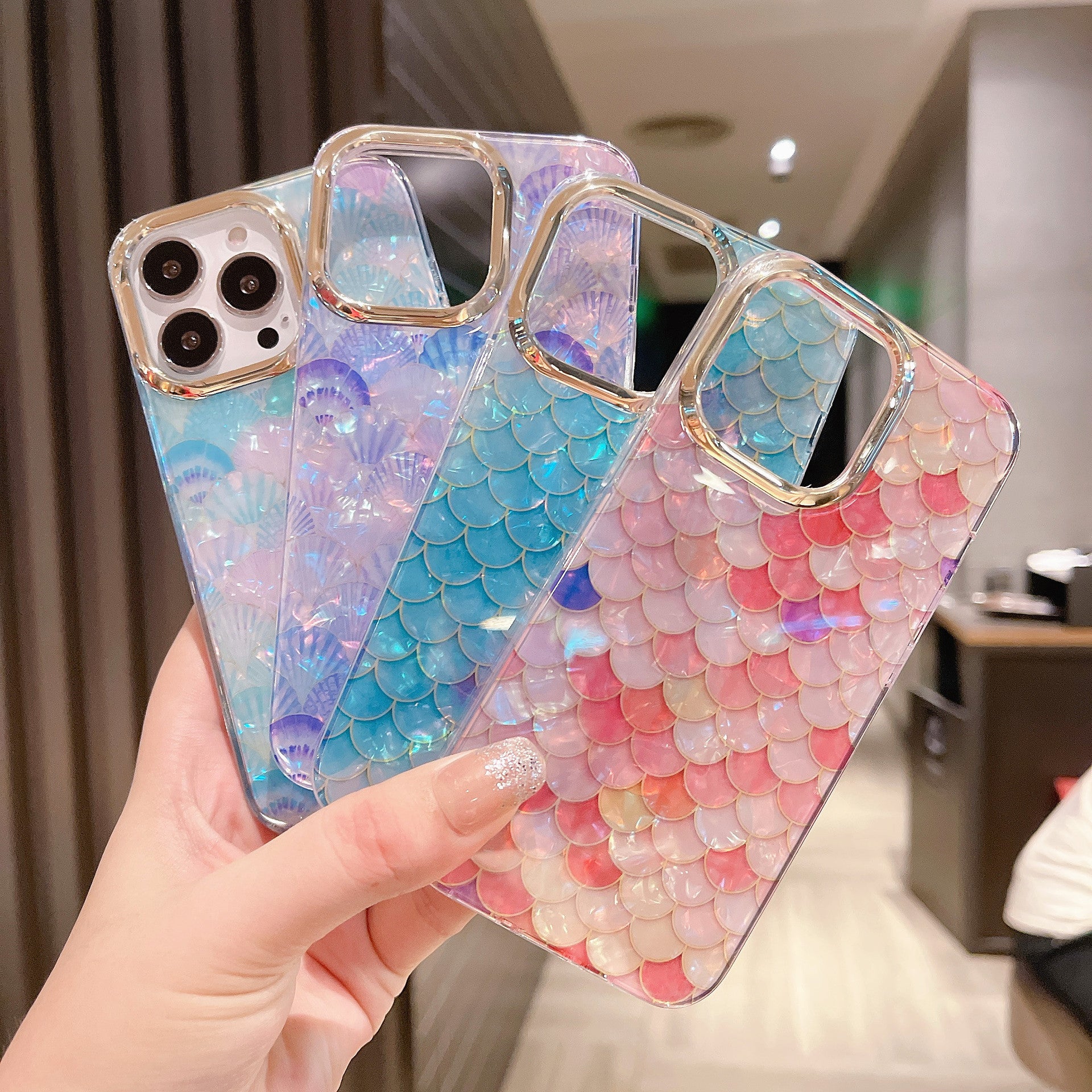 For iPhone 14 Pro Max Case Pattern IMD Design PC+TPU Phone Cover with Electroplating Lens Frame