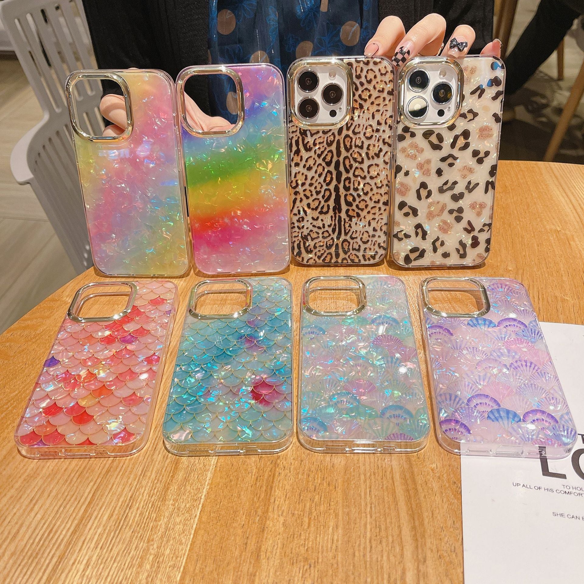 For iPhone 14 Pro Max Case Pattern IMD Design PC+TPU Phone Cover with Electroplating Lens Frame