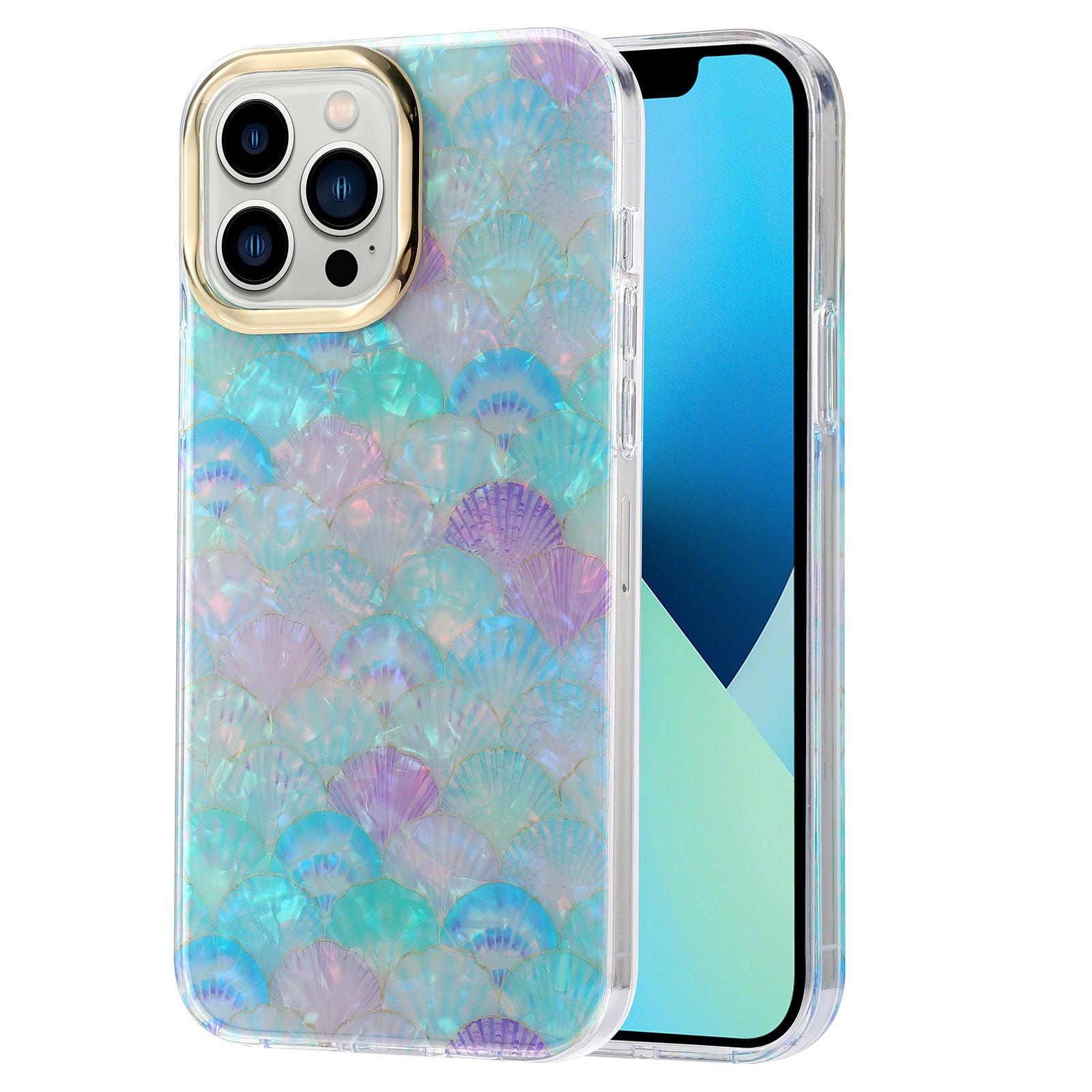 For iPhone 13 Pro Case Electroplating Lens Frame PC+TPU IMD Phone Cover