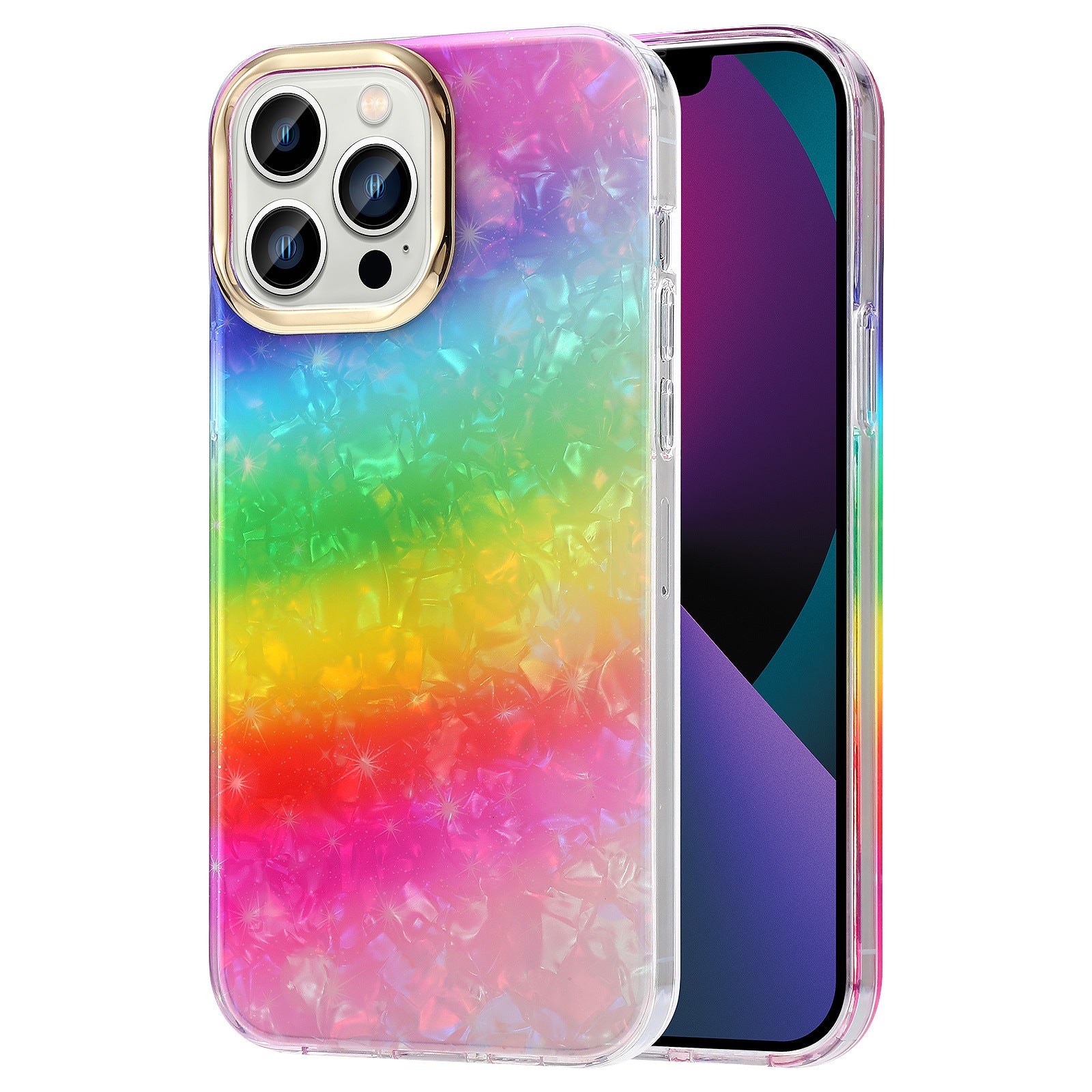 For iPhone 13 Pro Case Electroplating Lens Frame PC+TPU IMD Phone Cover