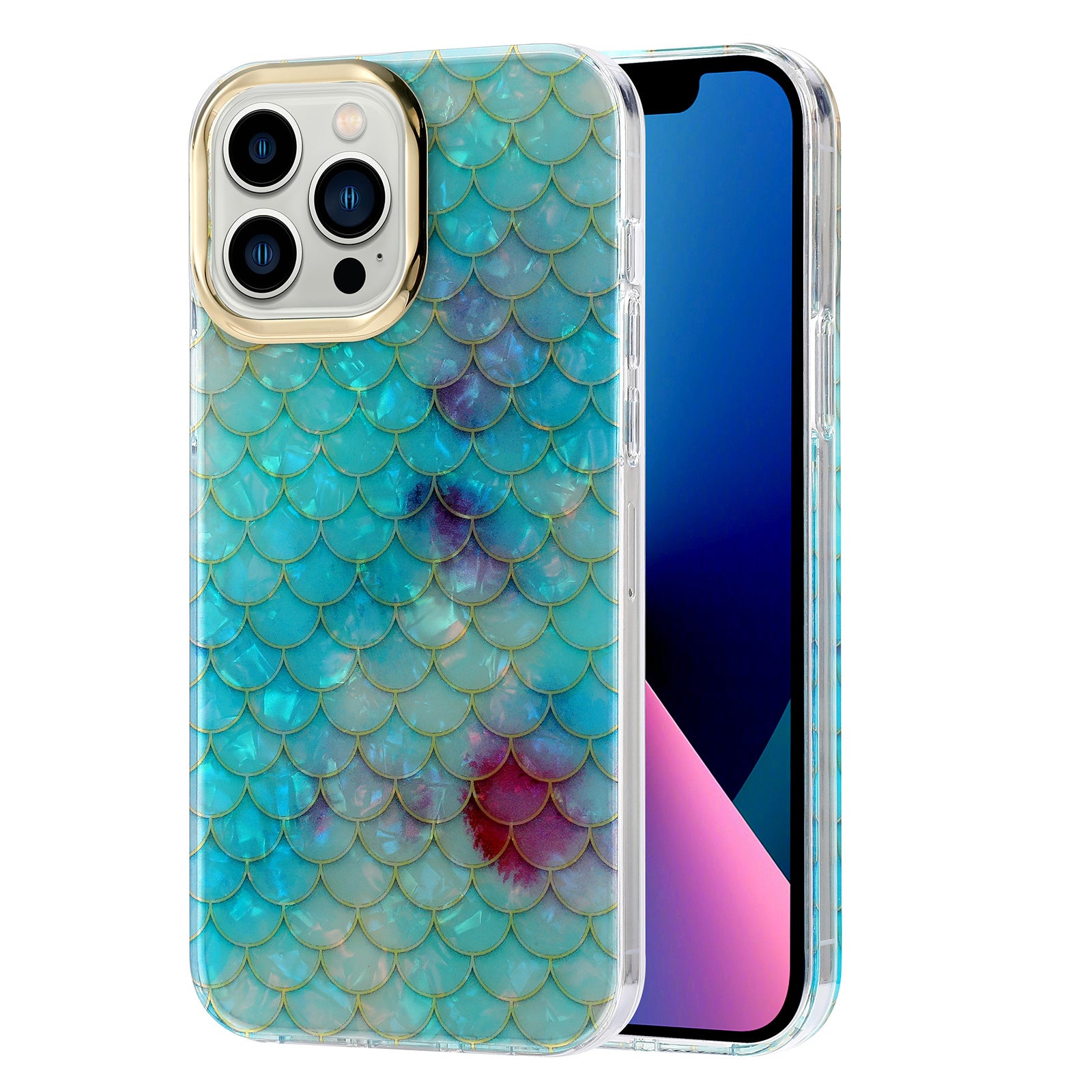 For iPhone 13 Pro Max Case Shockproof PC+TPU IMD Pattern Phone Cover