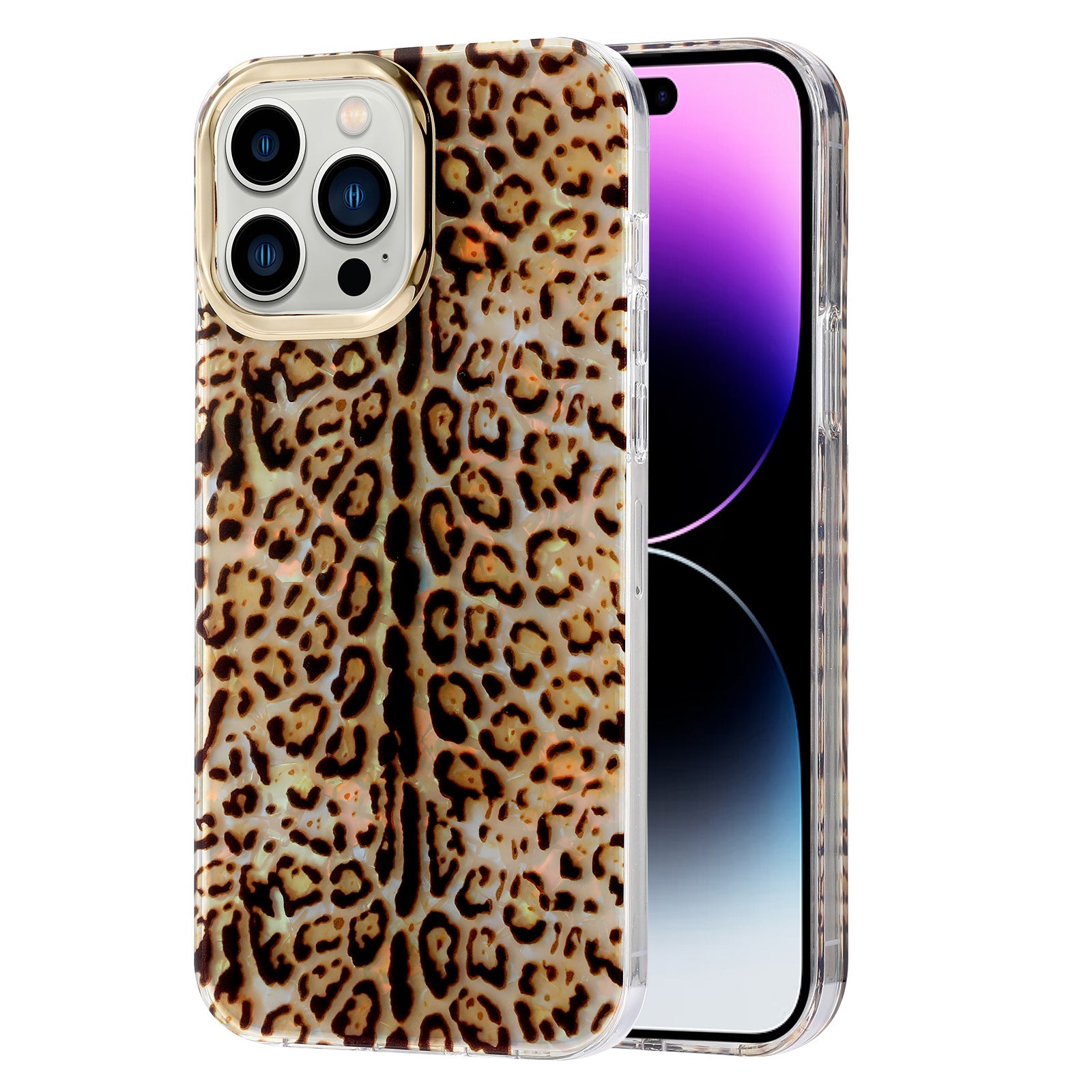 For iPhone 14 Pro Case IMD Pattern PC+TPU Phone Cover with Electroplating Lens Frame