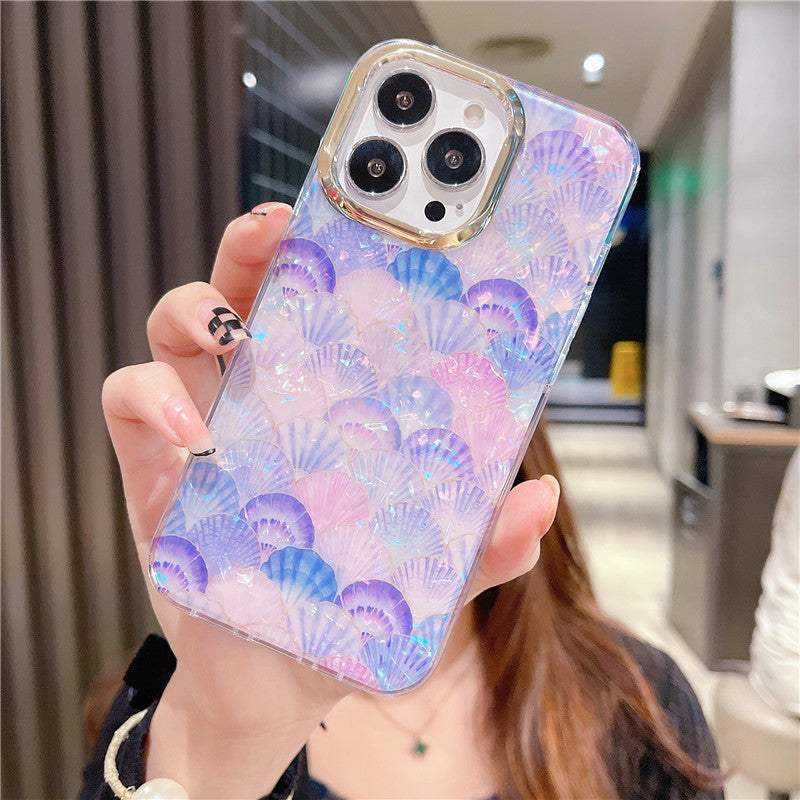 For iPhone 15 Pro Max Protective Case IMD PC+TPU Cover with Electroplating Lens Frame
