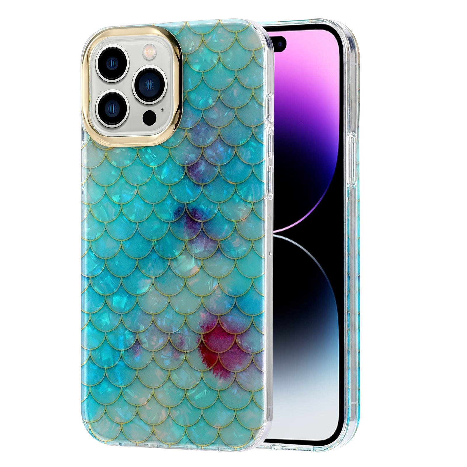 For iPhone 15 Pro IMD Case Anti-Scratch PC+TPU Phone Cover with Electroplating Lens Frame