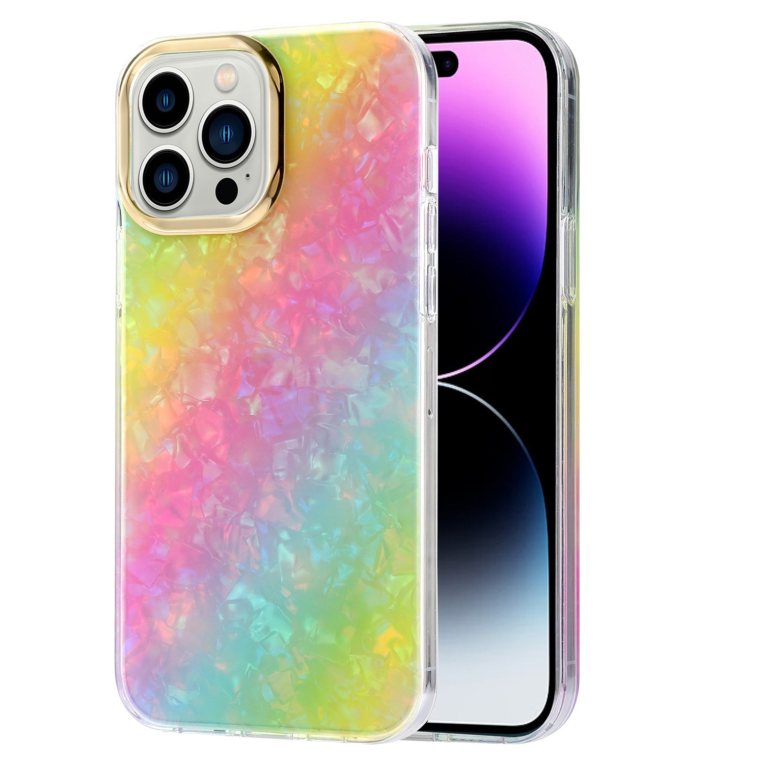 For iPhone 15 Pro IMD Case Anti-Scratch PC+TPU Phone Cover with Electroplating Lens Frame