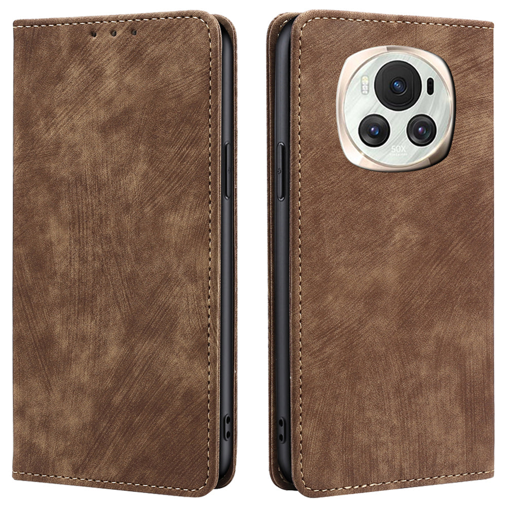 For Honor Magic6 5G Phone Case RFID Blocking Card Holder Leather Folio Flip Cover