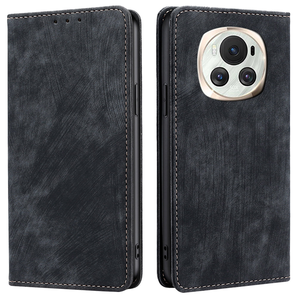 For Honor Magic6 5G Phone Case RFID Blocking Card Holder Leather Folio Flip Cover