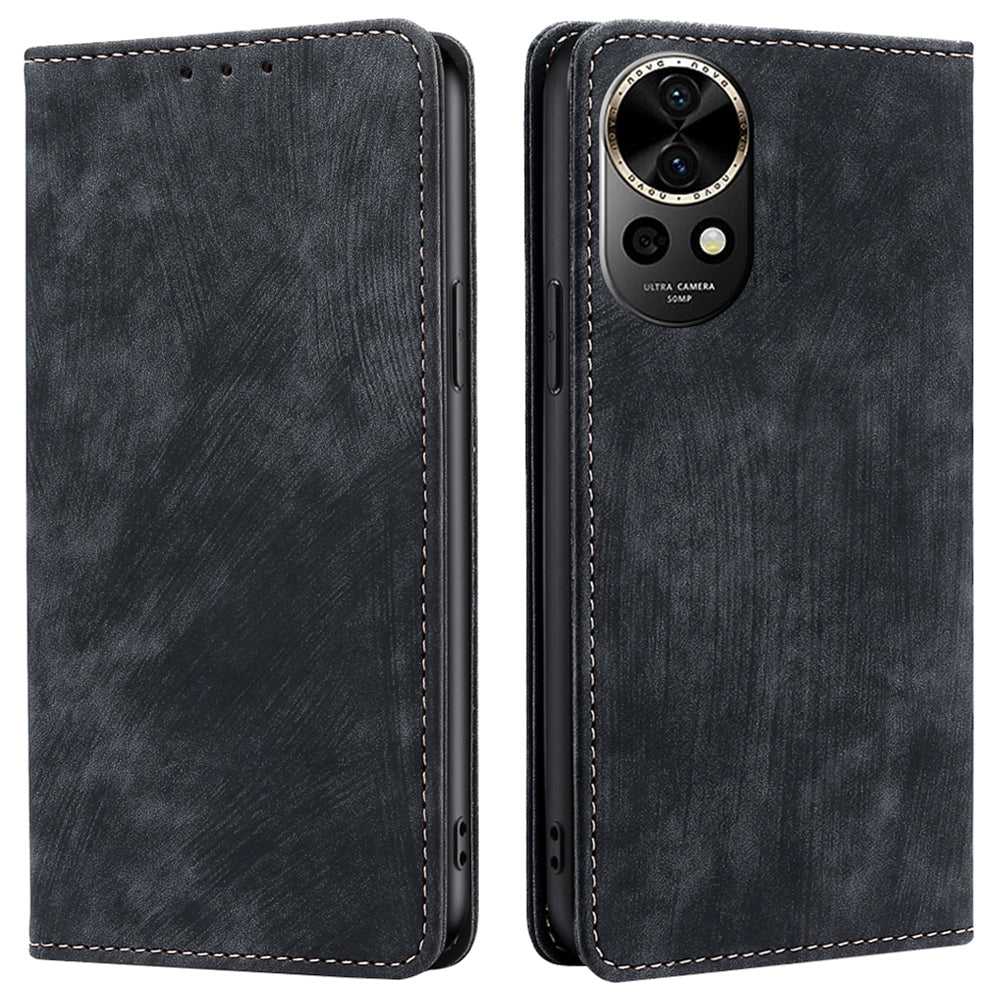 For Huawei nova 12 5G RFID Blocking Wallet Case PU Leather Card Slots Mobile Phone Cover