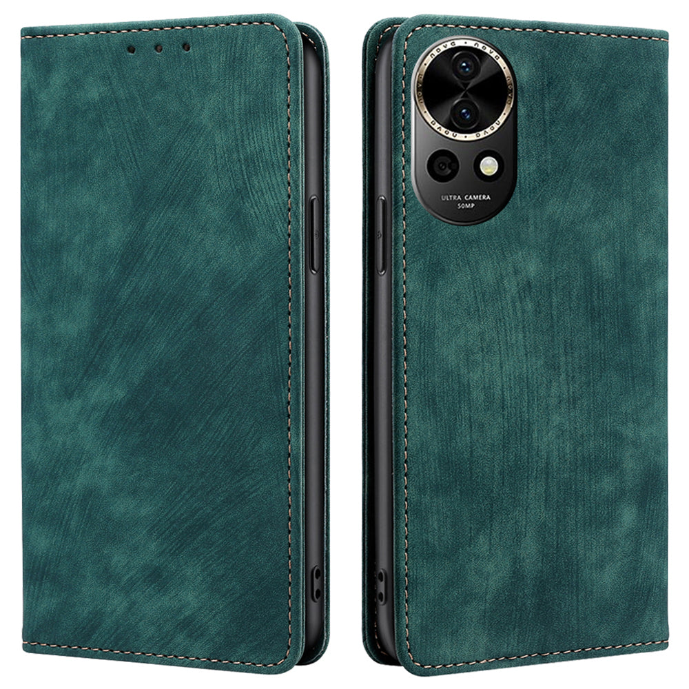 For Huawei nova 12 5G RFID Blocking Wallet Case PU Leather Card Slots Mobile Phone Cover