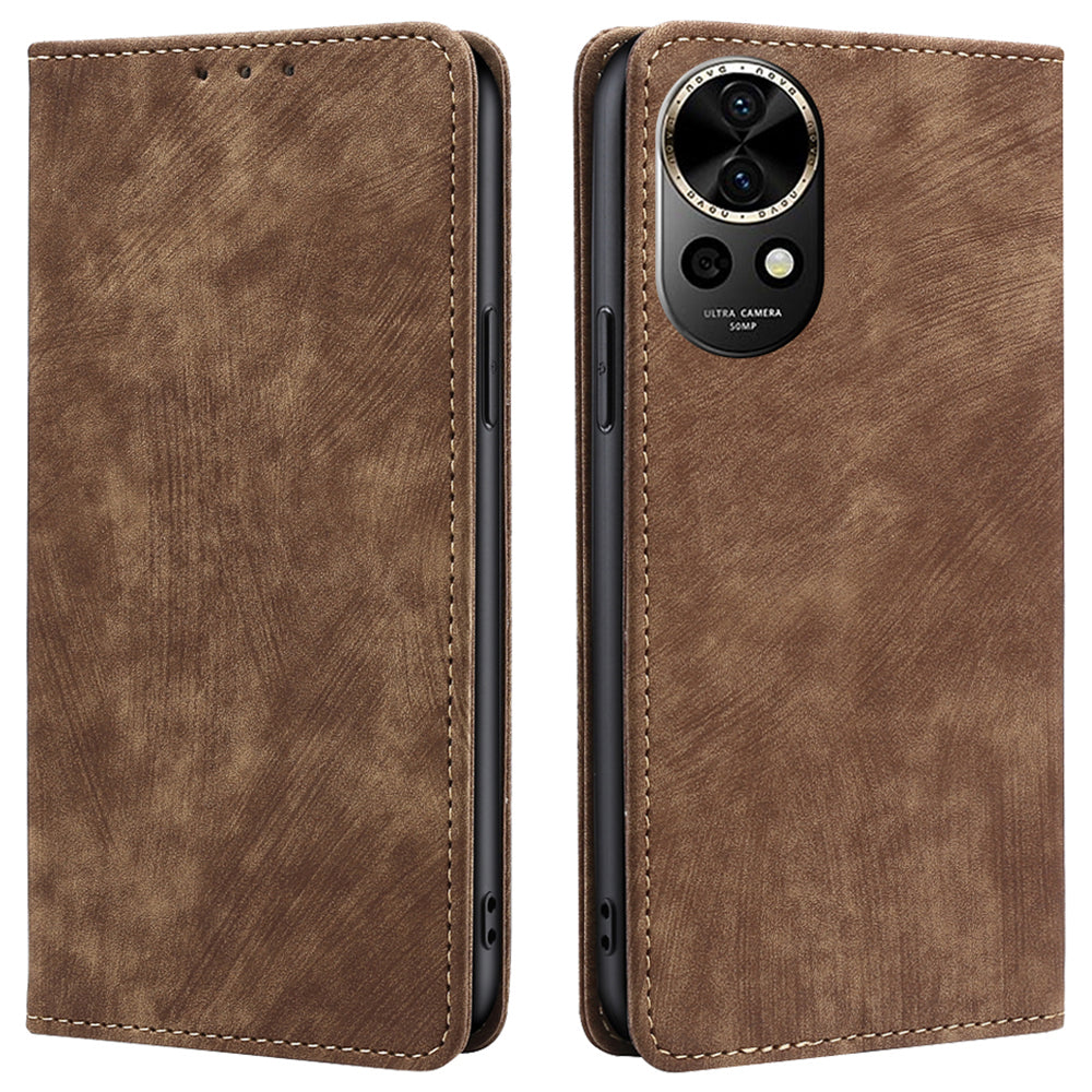 For Huawei nova 12 5G RFID Blocking Wallet Case PU Leather Card Slots Mobile Phone Cover