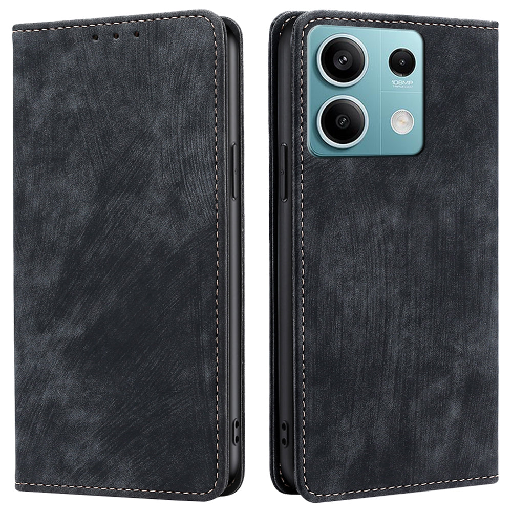 For Xiaomi Redmi Note 13 4G Phone Stand Case RFID Blocking Wallet PU Leather Phone Cover