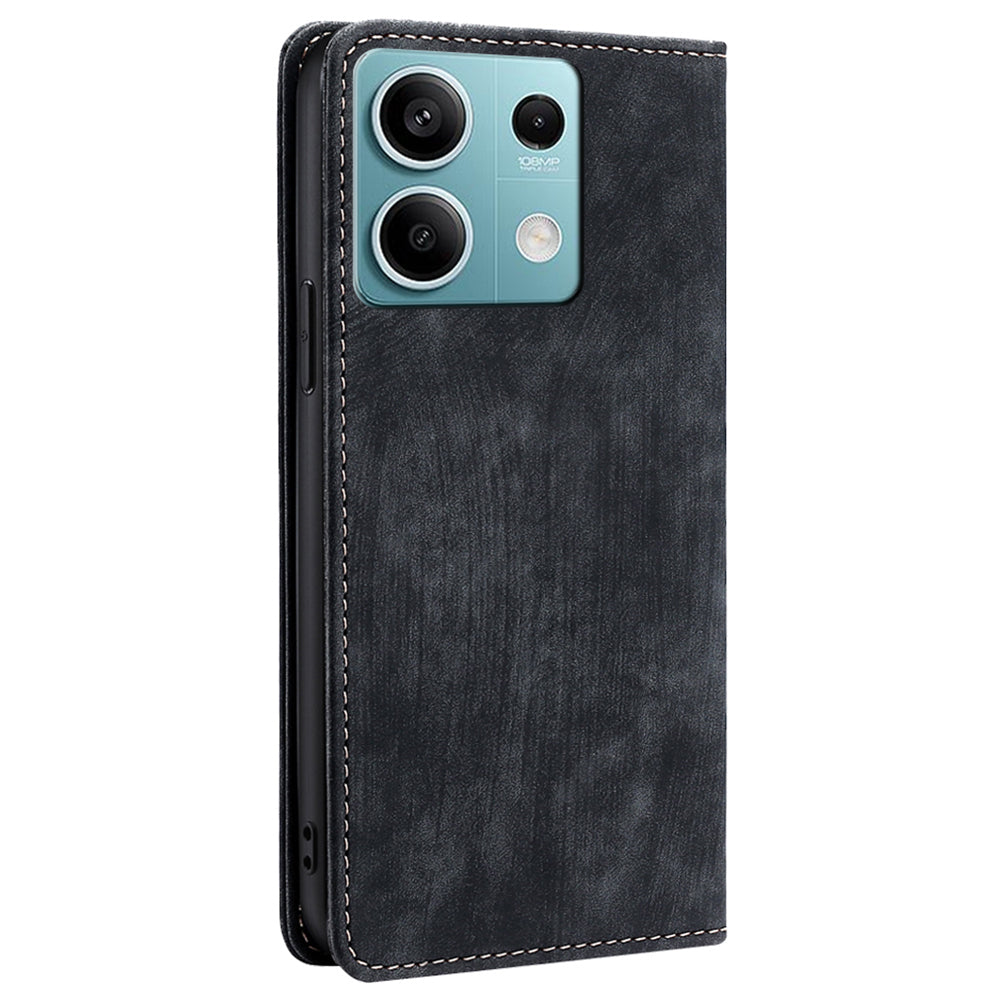 For Xiaomi Redmi Note 13 4G Phone Stand Case RFID Blocking Wallet PU Leather Phone Cover