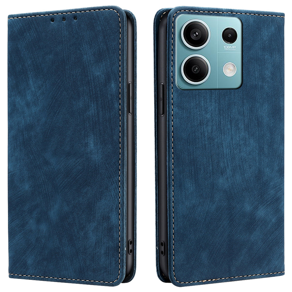 For Xiaomi Redmi Note 13 4G Phone Stand Case RFID Blocking Wallet PU Leather Phone Cover