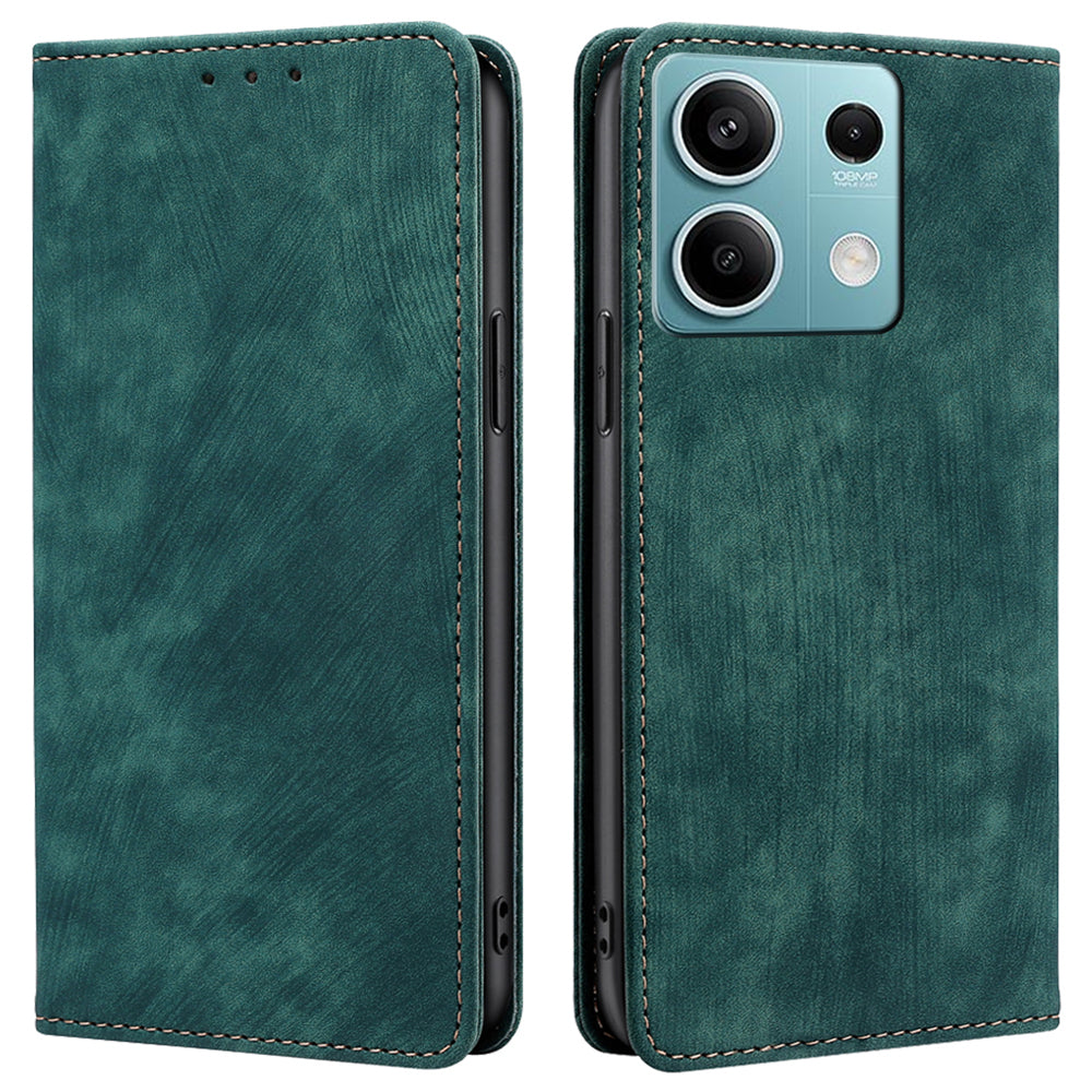For Xiaomi Redmi Note 13 4G Phone Stand Case RFID Blocking Wallet PU Leather Phone Cover