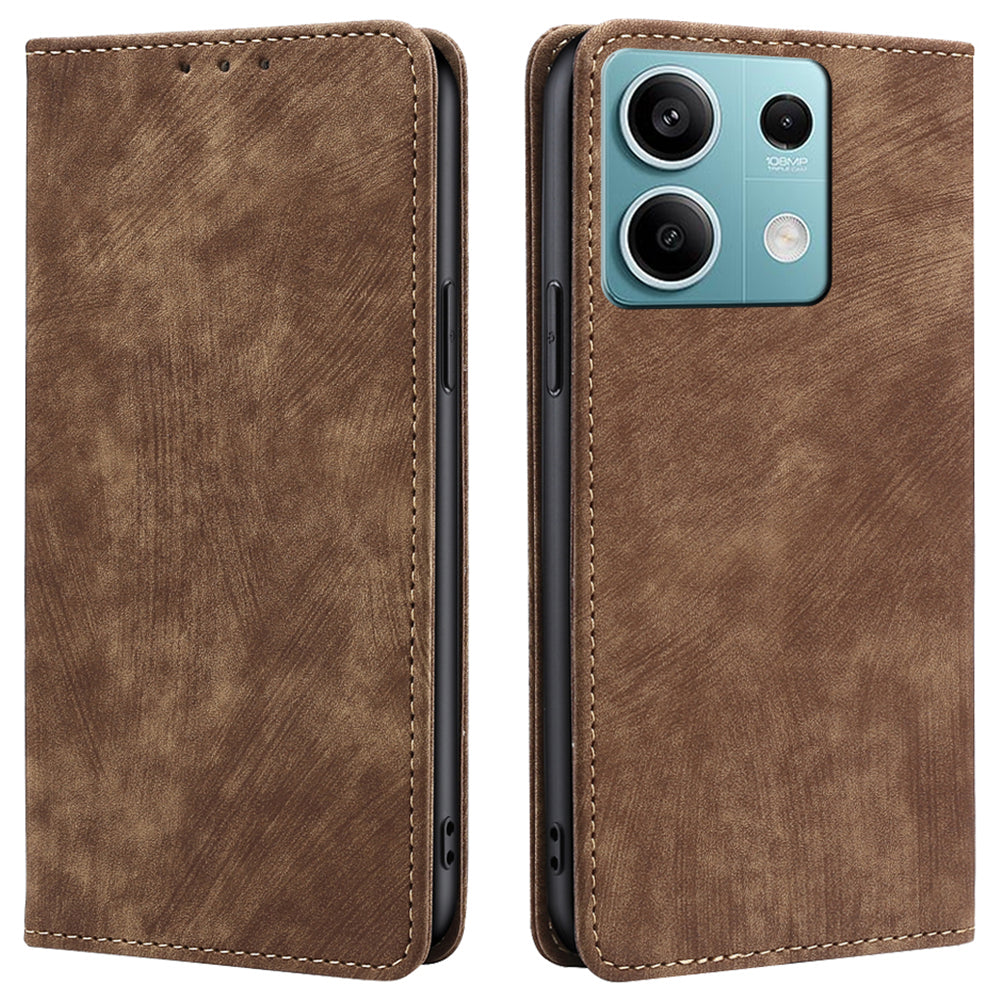 For Xiaomi Redmi Note 13 4G Phone Stand Case RFID Blocking Wallet PU Leather Phone Cover
