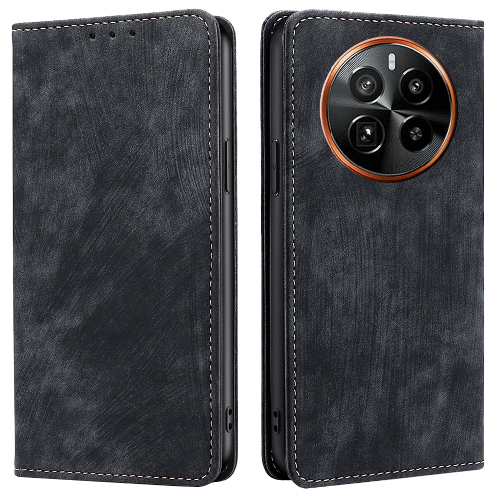 For Realme GT5 Pro 5G RFID Blocking Wallet Mobile Phone Case PU Leather Cover