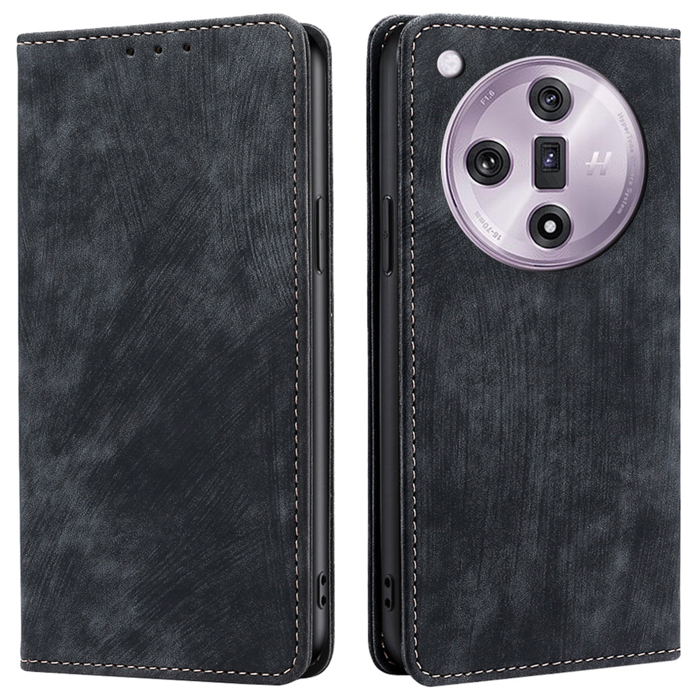 For Oppo Find X7 5G Case RFID Blocking PU Leather Flip Cell Phone Cover